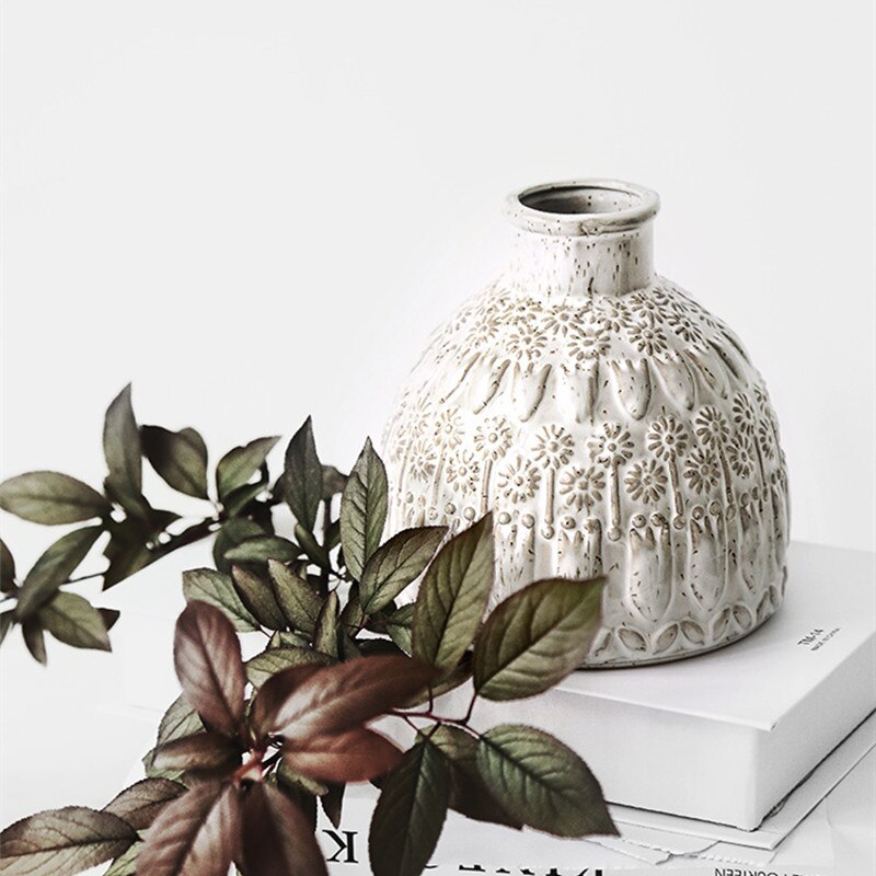 Flower Motif Ceramic Vase